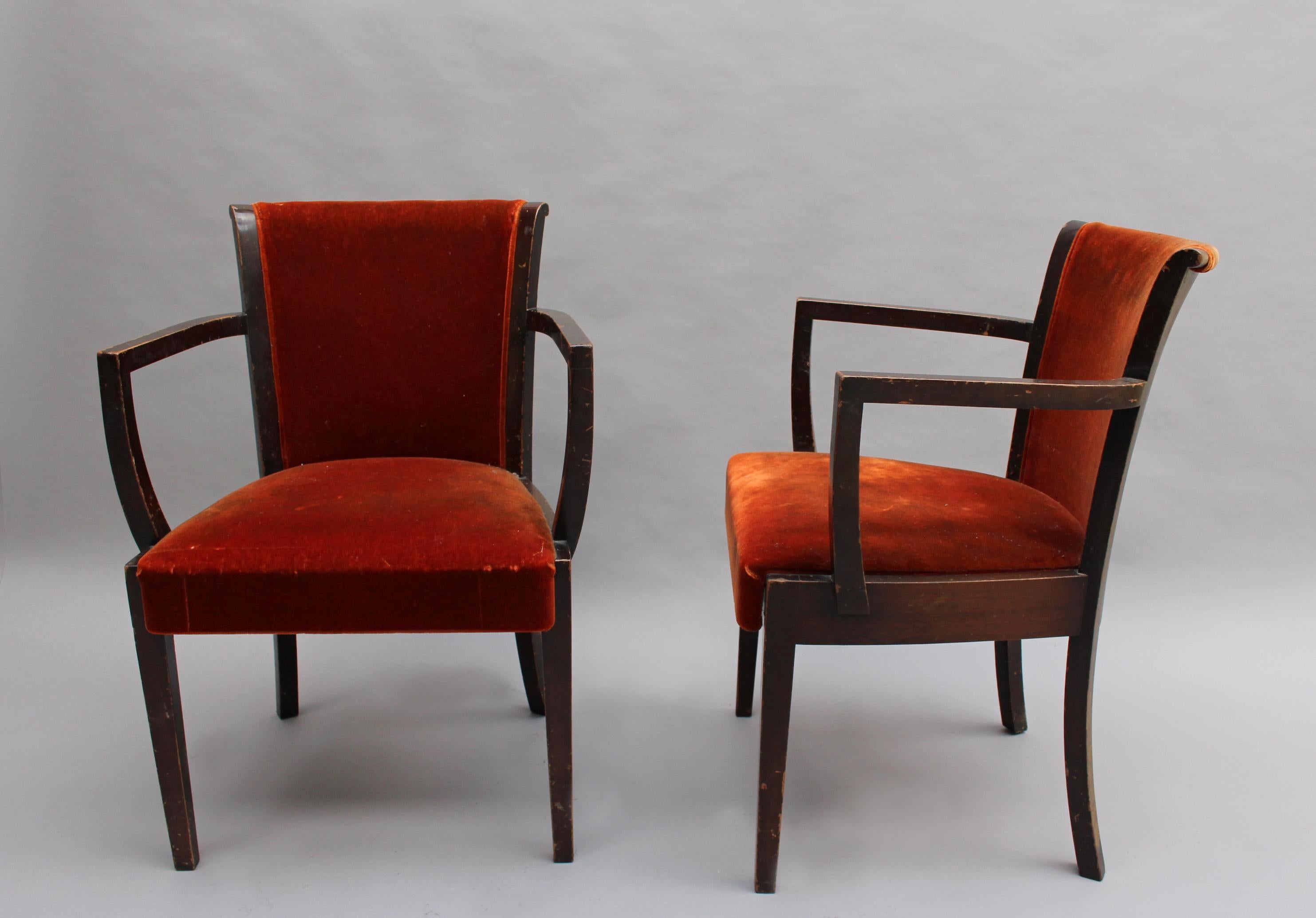 Set of 6 Fine Belgium Art Deco Chairs by De Coene (4 Side and 2 Arm) In Good Condition For Sale In Long Island City, NY