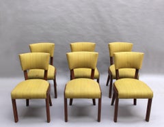 Set of 6 Fine French Art Deco Oak Dining Chairs by Dudouyt (Table Available)