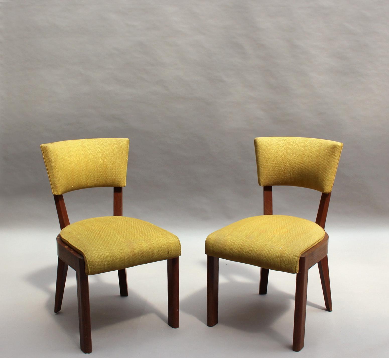 Set of 6 Fine French Art Deco Oak Dining Chairs by Dudouyt (Table Available) In Good Condition In Long Island City, NY