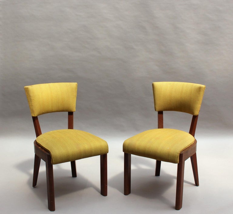 Set of 6 Fine French Art Deco Oak Dining Chairs by Dudouyt (Table Available) In Good Condition For Sale In Long Island City, NY