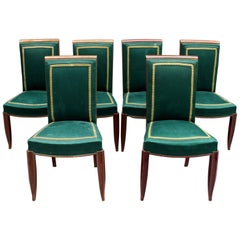 Set of 6 Fine French Art Deco Oak Dining Chairs