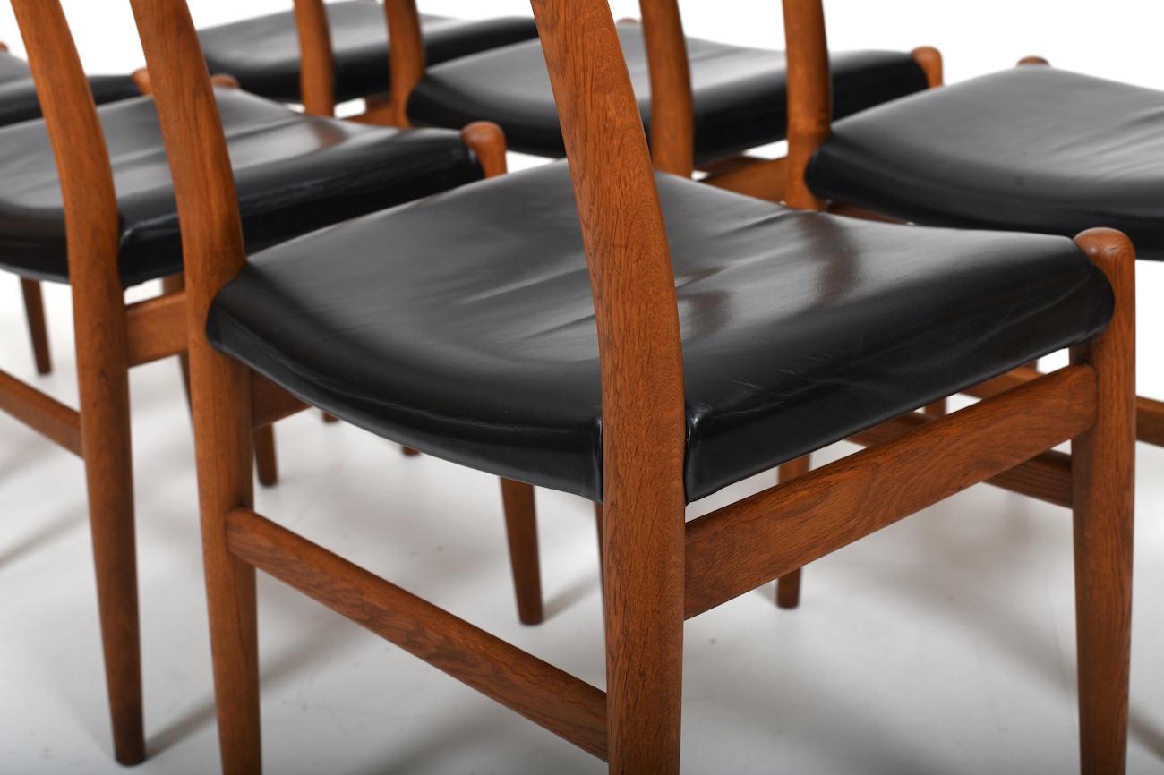 Set of 6 fine Hans J. Wegner W2 Chairs C.M.Madsen 1950s For Sale 6