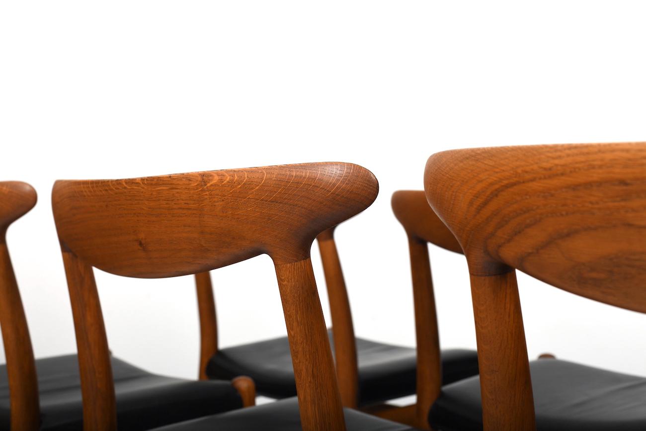 Danois Ensemble de 6 chaises W2 Hans J. Wegner C.M.Madsen 1950. en vente