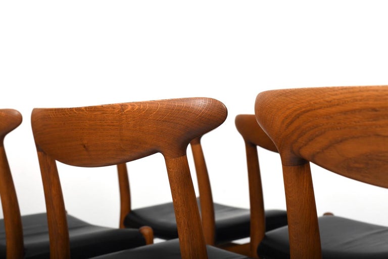 Set of 6 fine Hans J. Wegner W2 Chairs C.M.Madsen 1950s For Sale