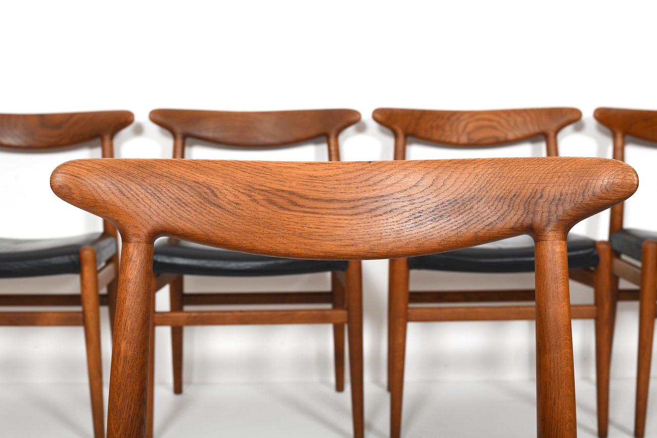 Cuir Ensemble de 6 chaises W2 Hans J. Wegner C.M.Madsen 1950. en vente