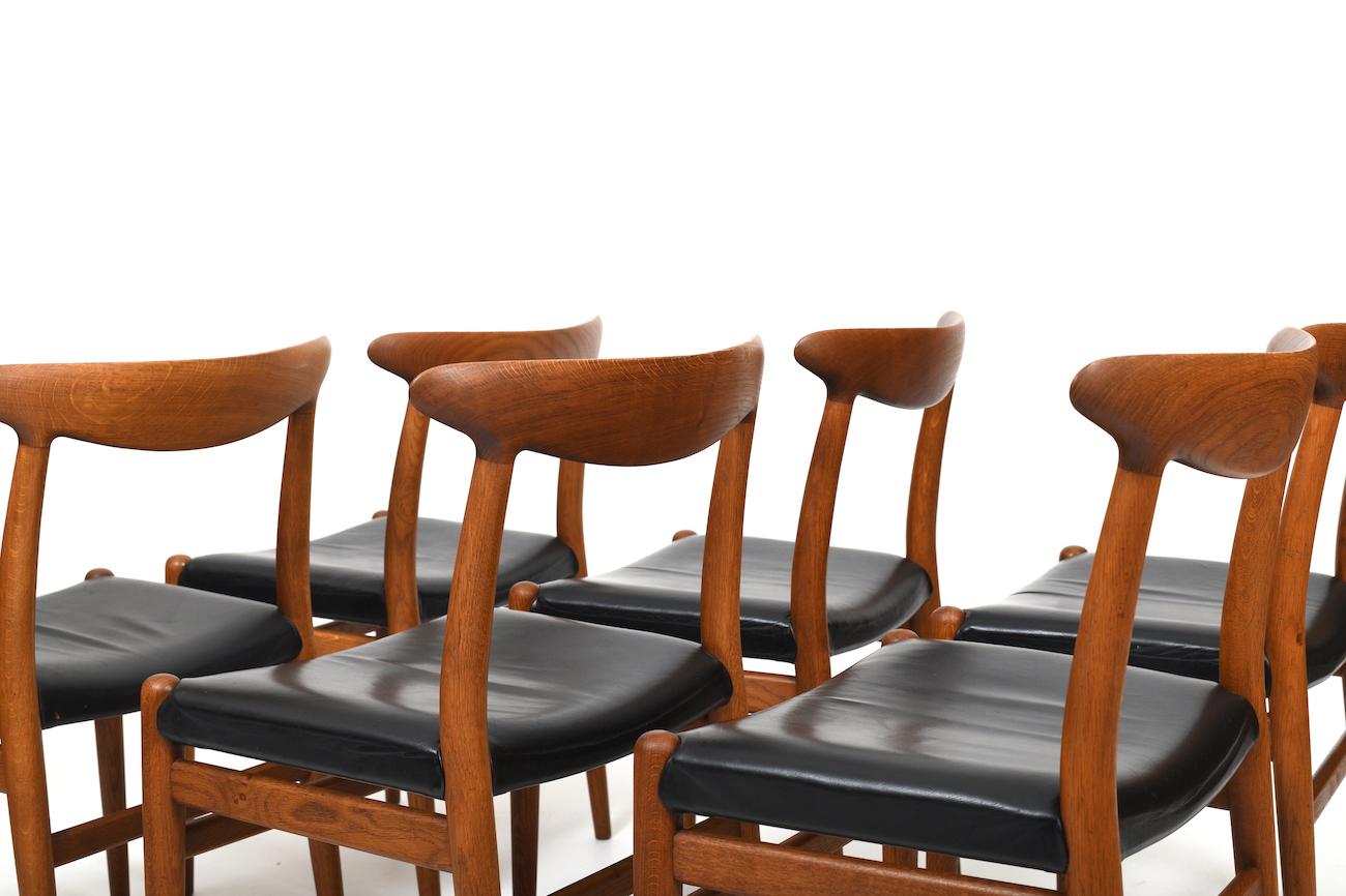 Set of 6 fine Hans J. Wegner W2 Chairs C.M.Madsen 1950s For Sale 2
