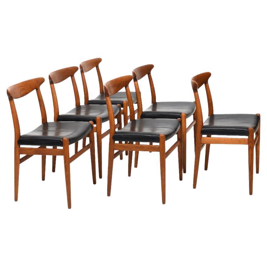 Set of 6 fine Hans J. Wegner W2 Chairs C.M.Madsen 1950s For Sale