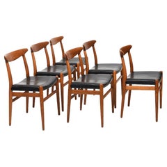 Set of 6 fine Hans J. Wegner W2 Chairs C.M.Madsen 1950s