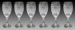 Set of 6 Fine Tudor Crystal Cut Glass Wine Glasses