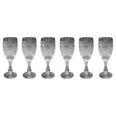 Set of 6 Fine Tudor Crystal Cut Glass Wine Glasses