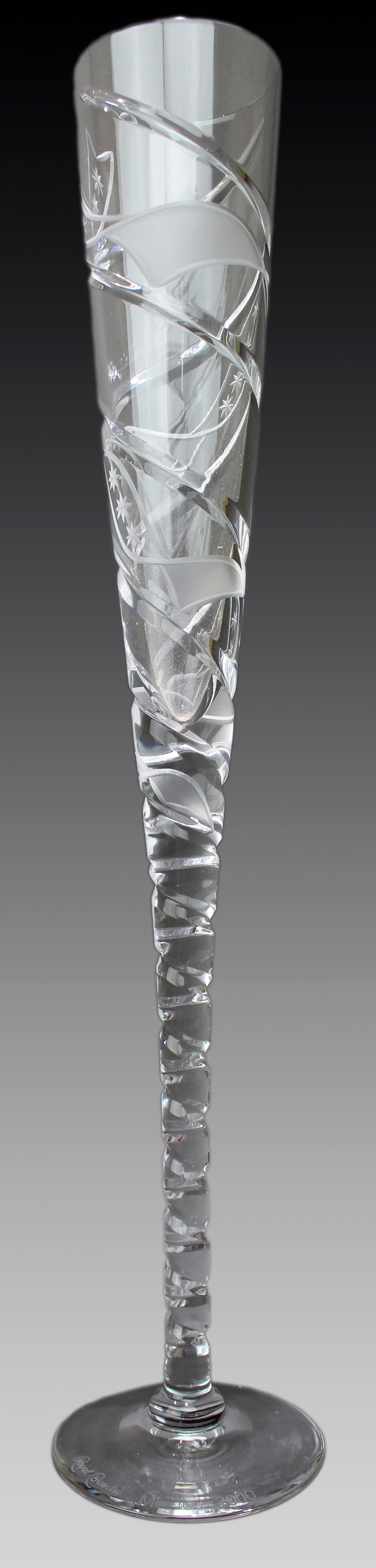 Britannico Set of 6 Fine Very Large Crystal Toasting Flutes in vendita