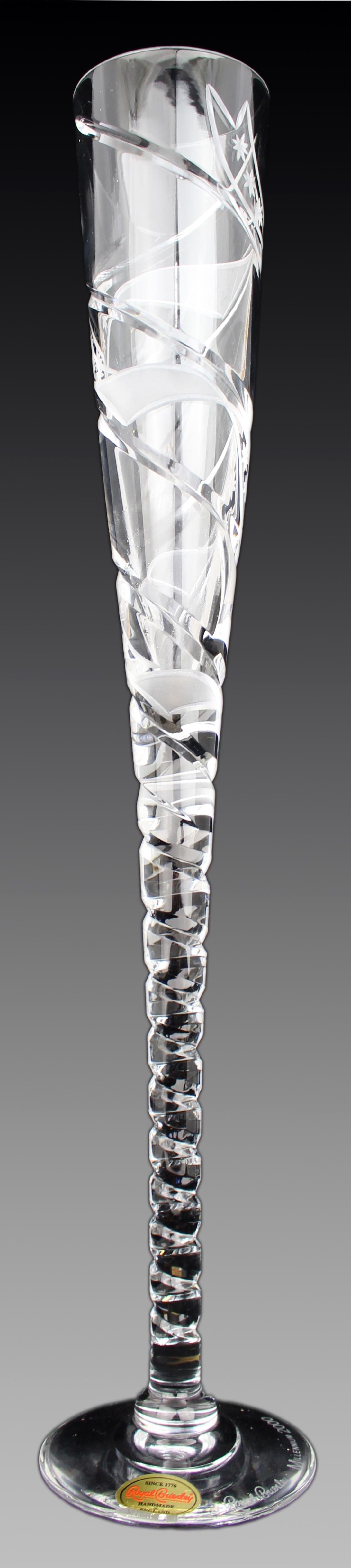 Vetro intagliato Set of 6 Fine Very Large Crystal Toasting Flutes in vendita