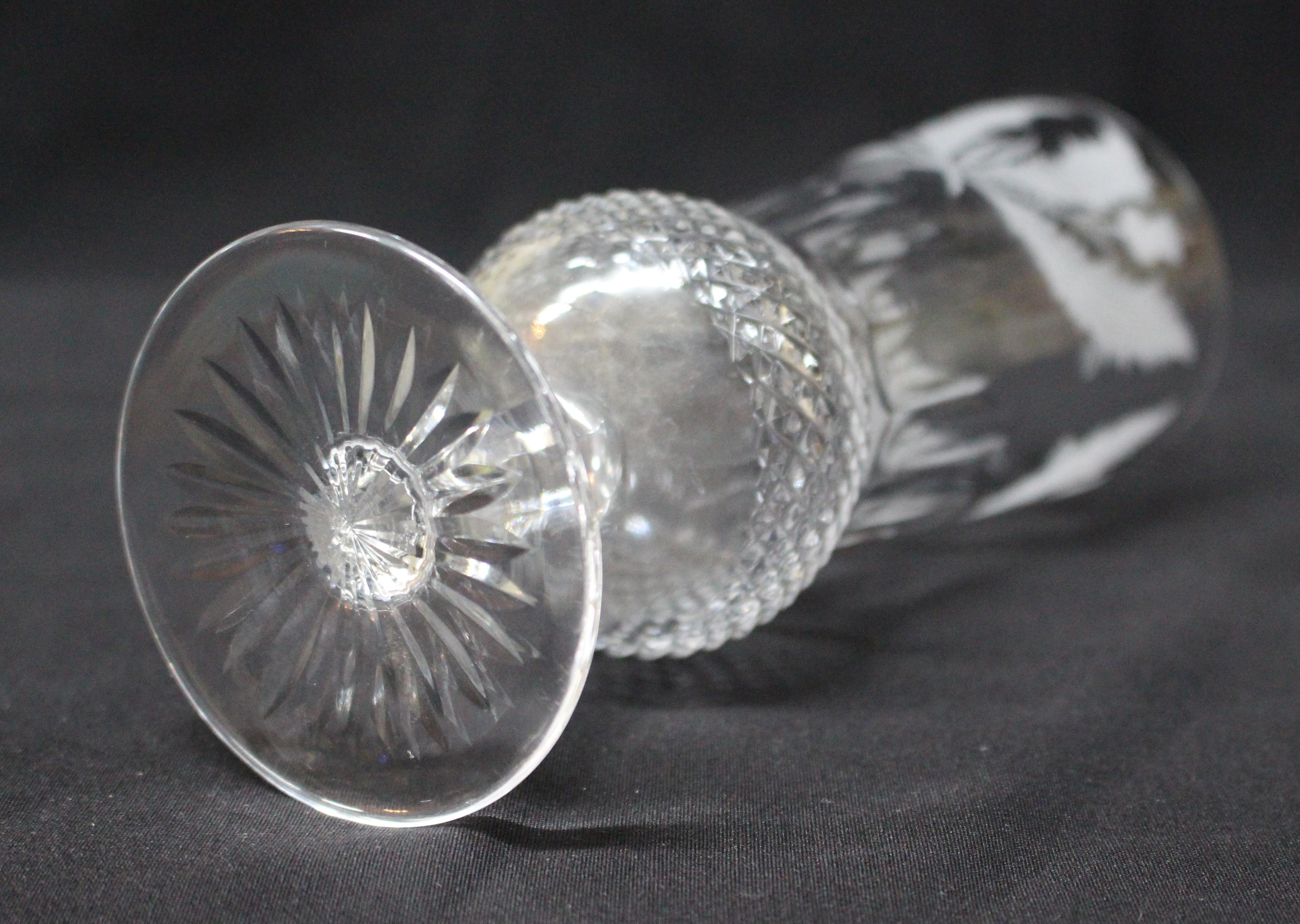 Set of 6 Fine Vintage Edinburgh Crystal Thistle Pattern Champagne Glasses 1