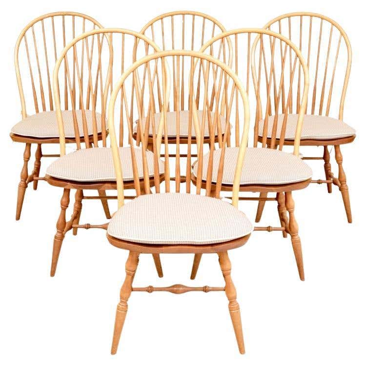 Set Of Six D.R. Dimes Bow Back Windsor Dining Chairs For Sale at 1stDibs