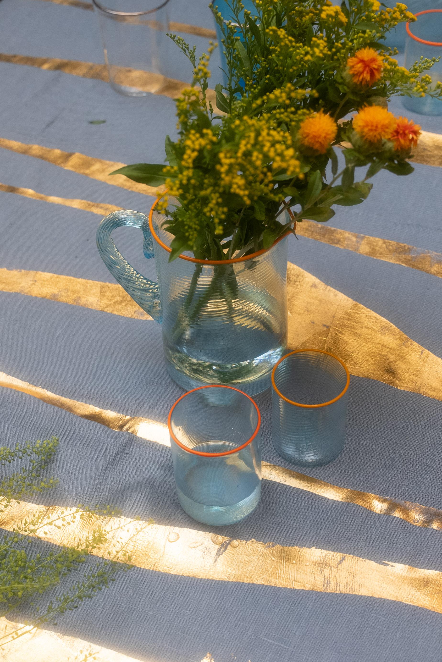 6er-Set FIZZY blaue Gläser mit orangefarbenen Glasrändern von Giberto Venezia im Angebot 2
