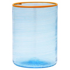 6er-Set FIZZY blaue Gläser mit orangefarbenen Glasrändern von Giberto Venezia
