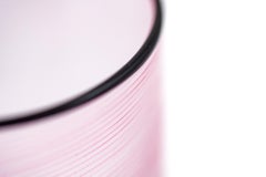 Set of 6 FIZZY pink glasses with black glass rims, by Giberto Venezia