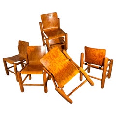 Set of 6 plywood chairs by Knud Friis & Elmar Moltke Nielsen for Getama, 1970's.