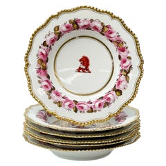 Set of 6 Flight, Barr & Barr Worcester Hand Painted Porcelain Soup Bowls