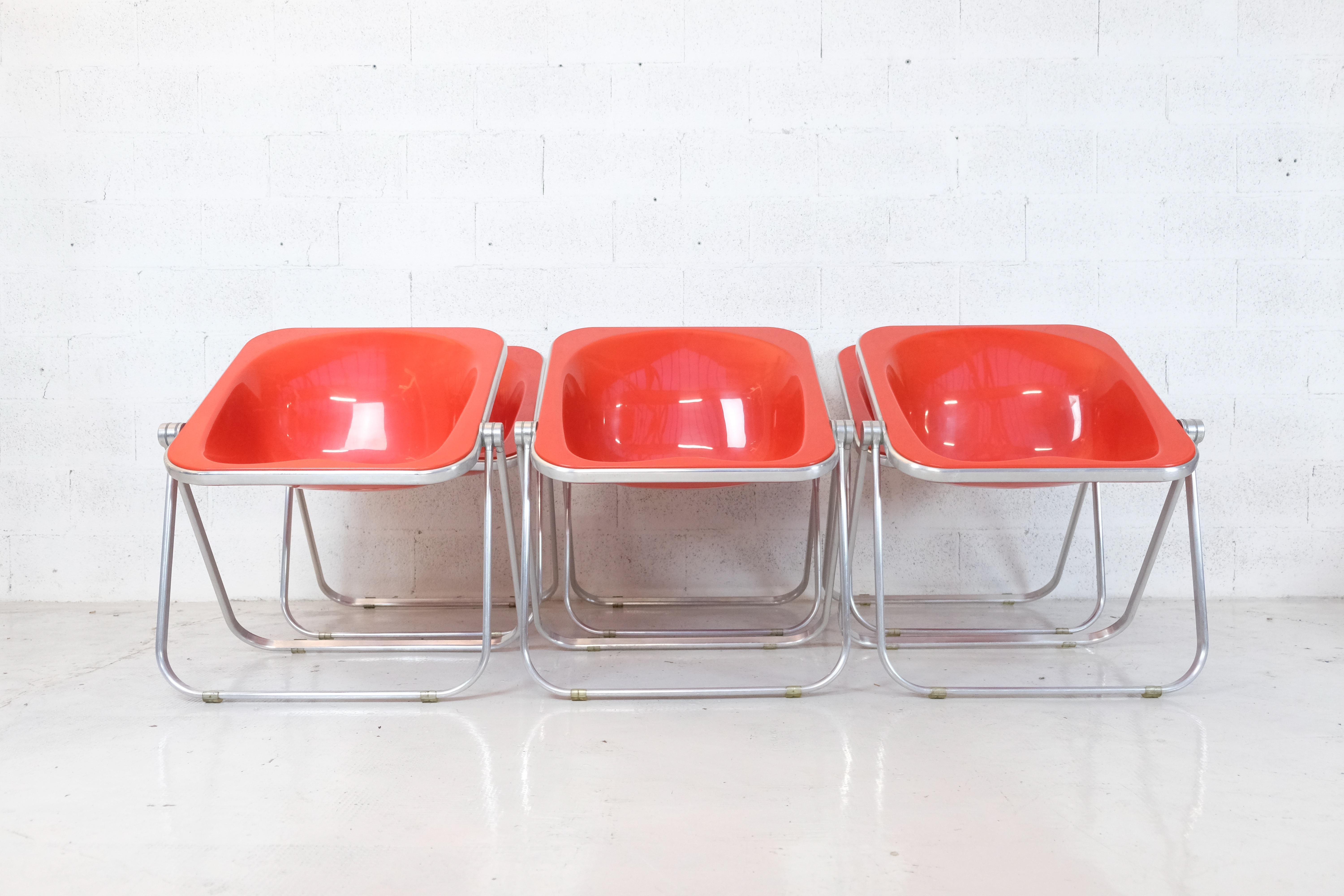 Set of 6 folding armchairs Plona model by Giancarlo Piretti-Anonima Castelli 70s For Sale 3