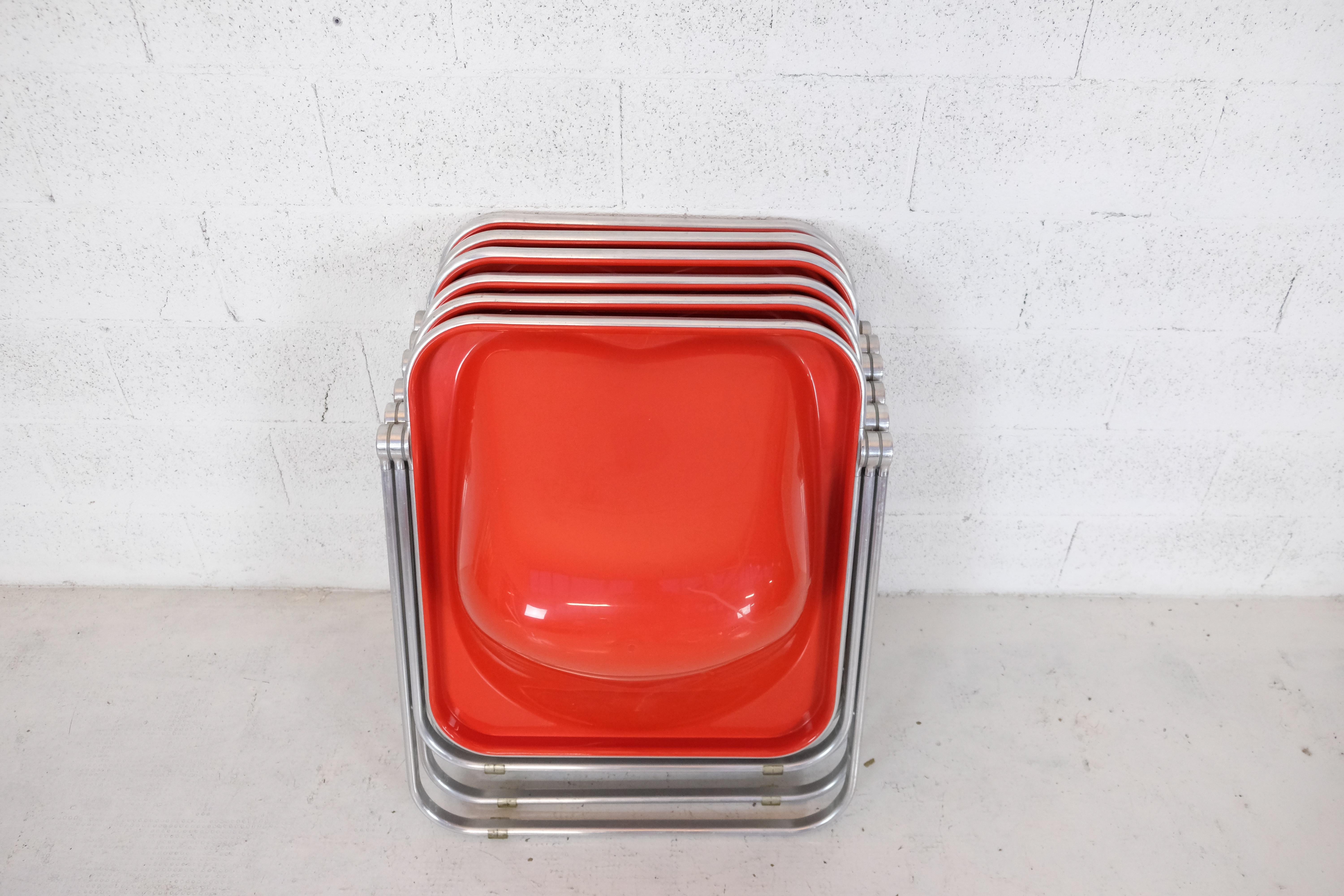 Set of 6 folding armchairs Plona model by Giancarlo Piretti-Anonima Castelli 70s For Sale 5