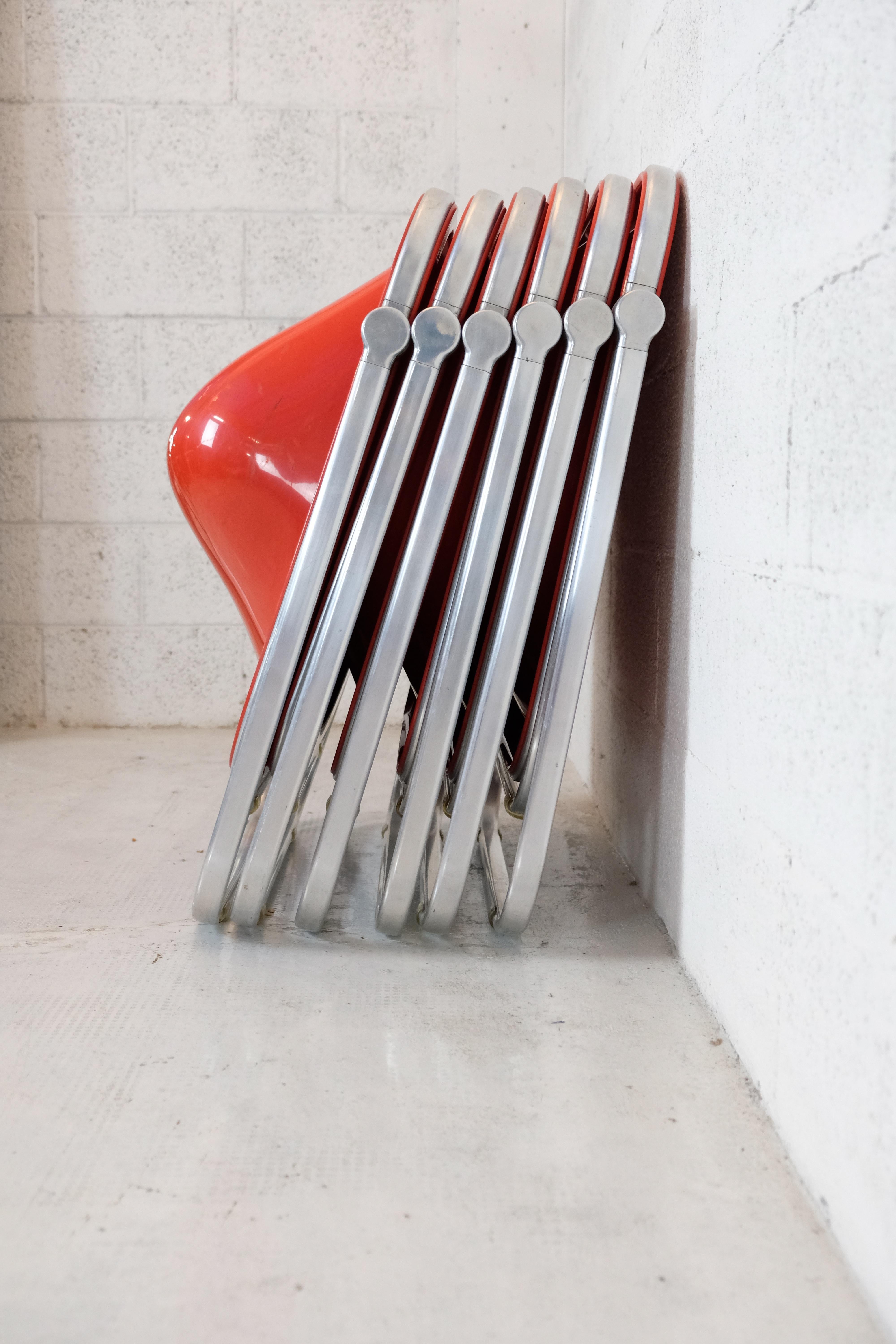 Mid-Century Modern Set of 6 folding armchairs Plona model by Giancarlo Piretti-Anonima Castelli 70s For Sale