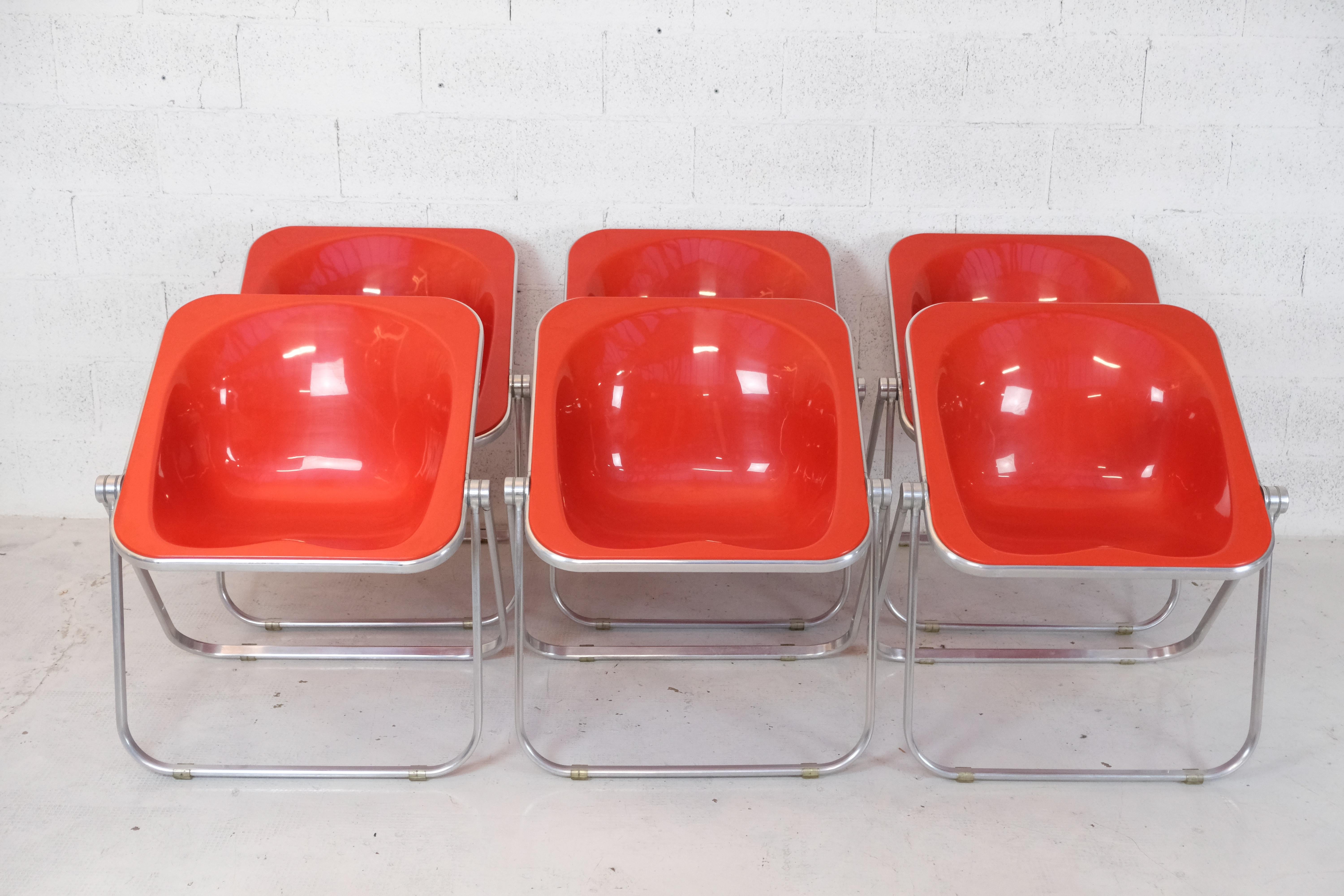 Italian Set of 6 folding armchairs Plona model by Giancarlo Piretti-Anonima Castelli 70s For Sale