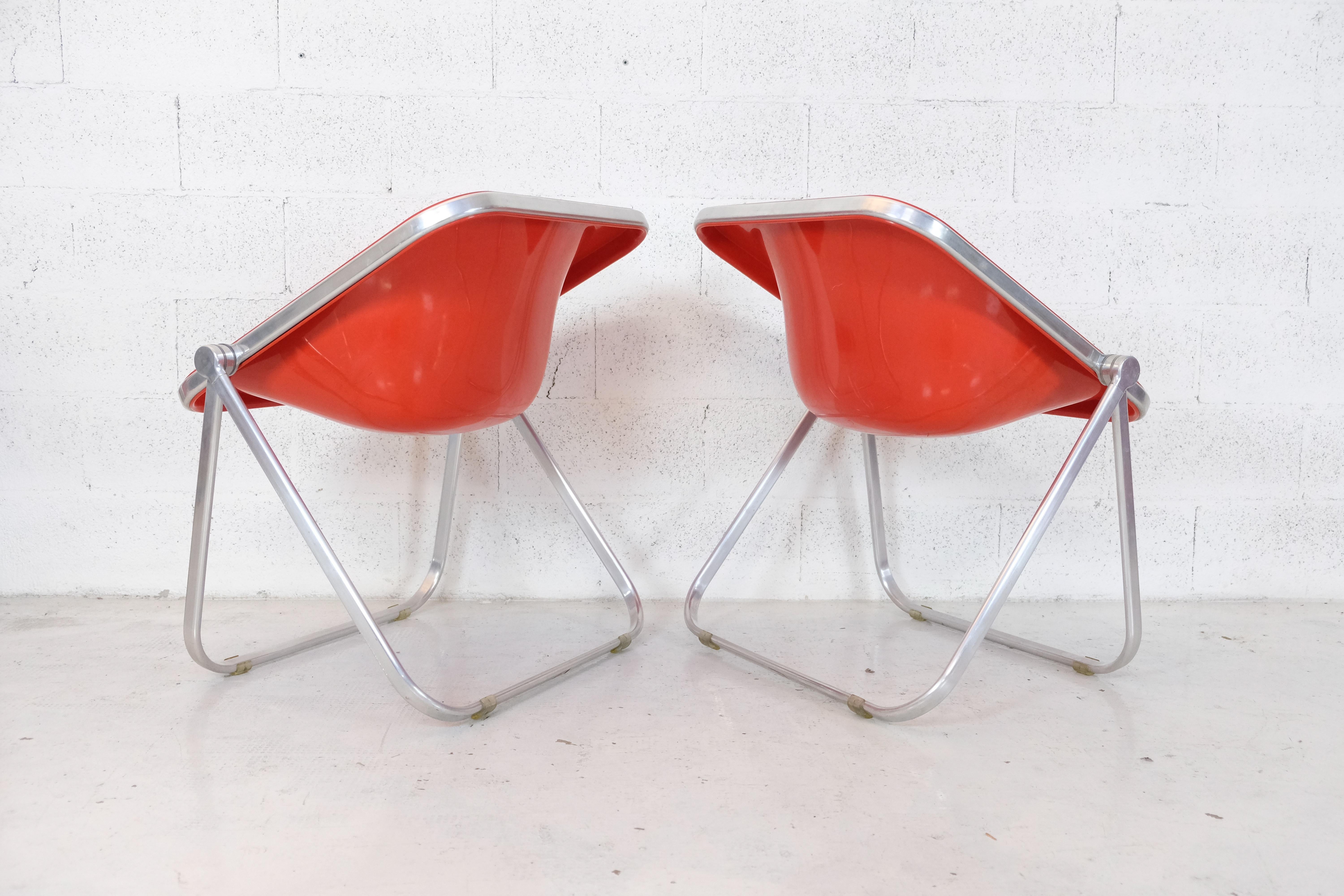 Set of 6 folding armchairs Plona model by Giancarlo Piretti-Anonima Castelli 70s In Good Condition For Sale In Padova, IT