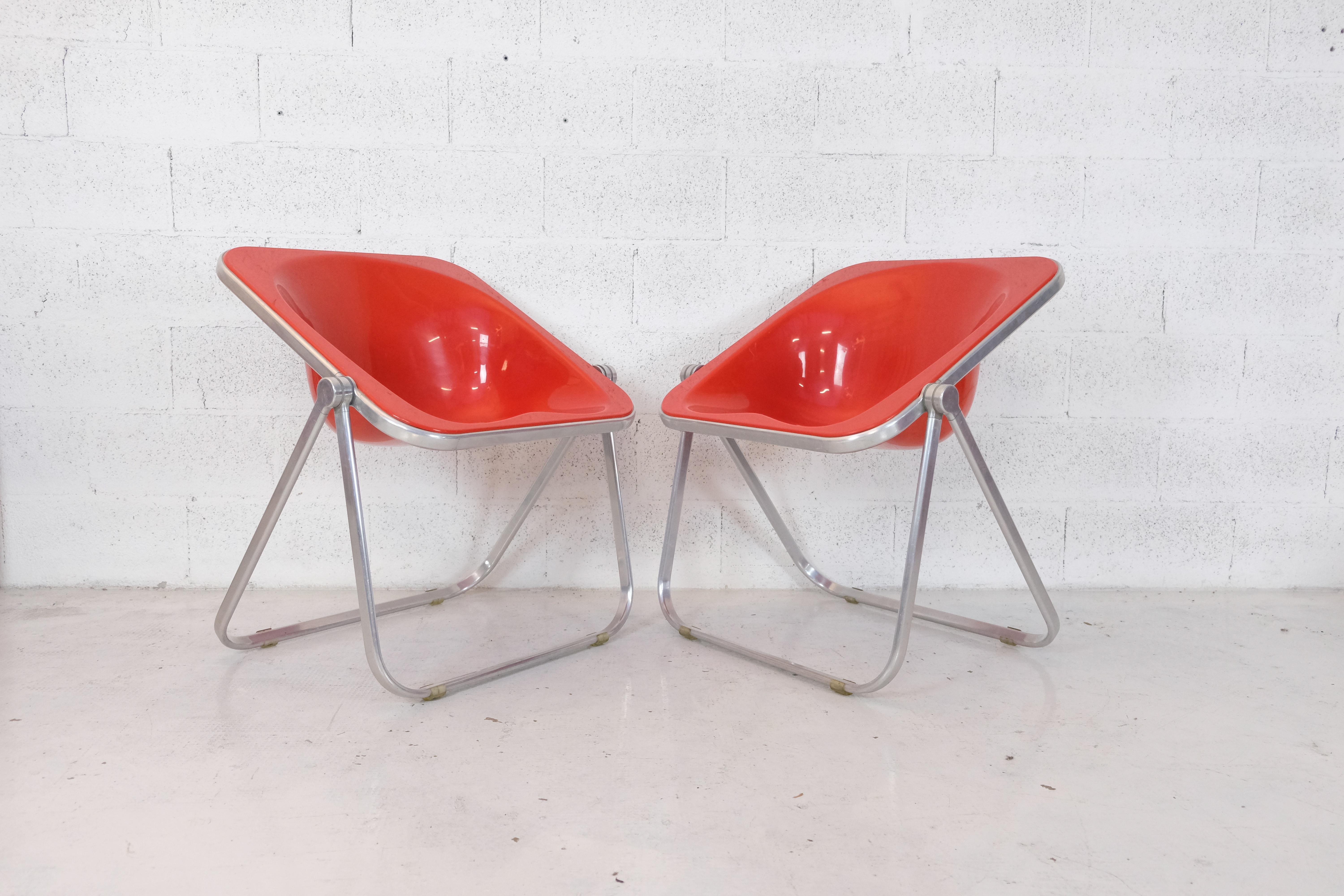 Set of 6 folding armchairs Plona model by Giancarlo Piretti-Anonima Castelli 70s For Sale 1