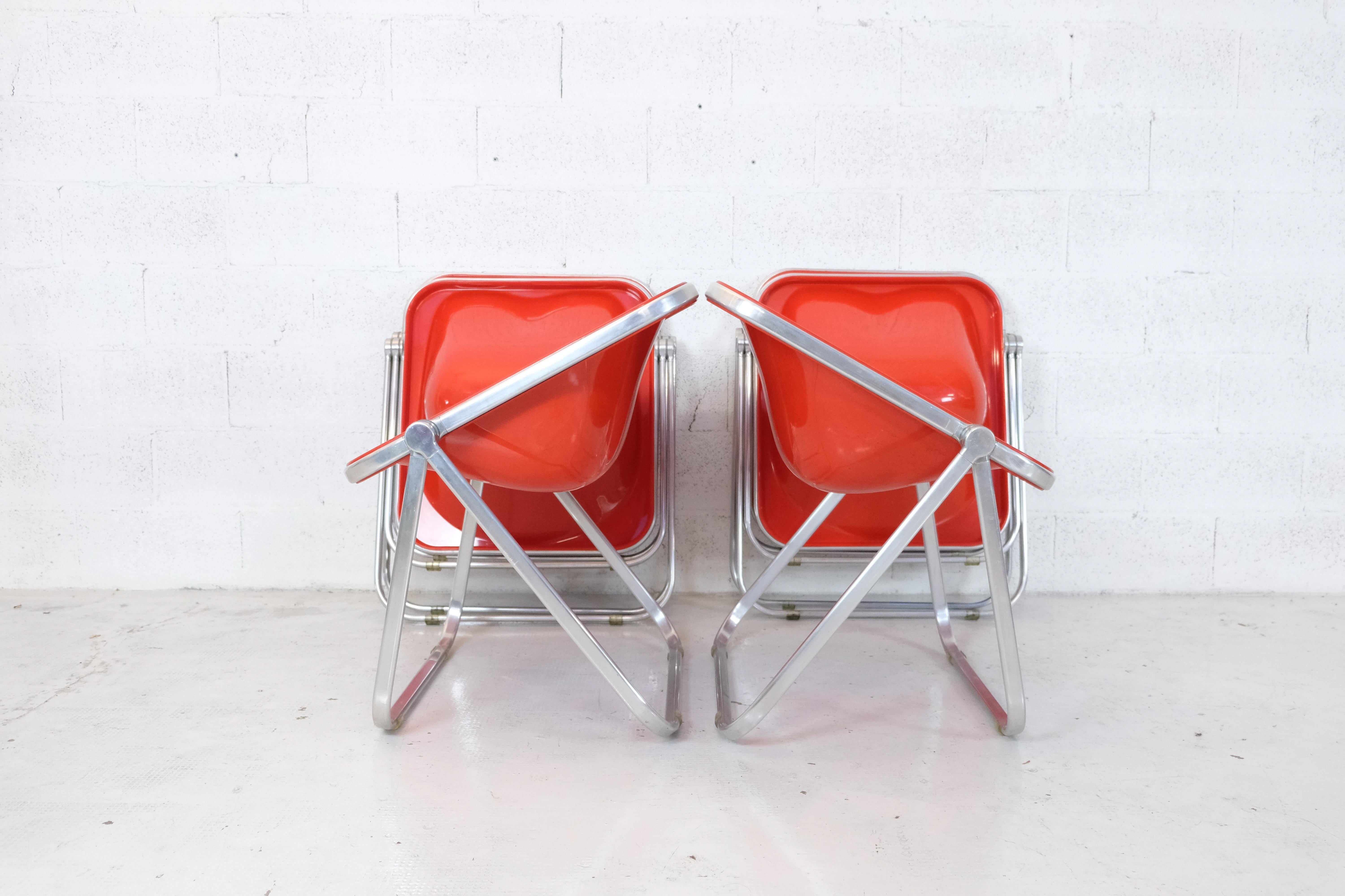 Set of 6 folding armchairs Plona model by Giancarlo Piretti-Anonima Castelli 70s For Sale 2