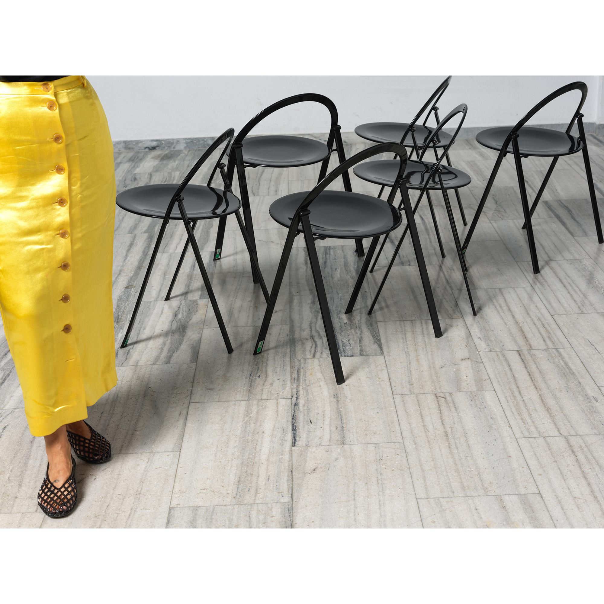 Set of 6 folding chairs by Giorgio Cattelan for Cidue, 1970s For Sale 4