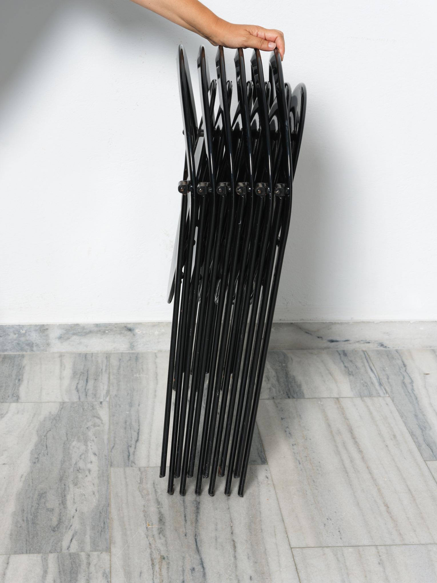 Italian Set of 6 folding chairs by Giorgio Cattelan for Cidue, 1970s For Sale
