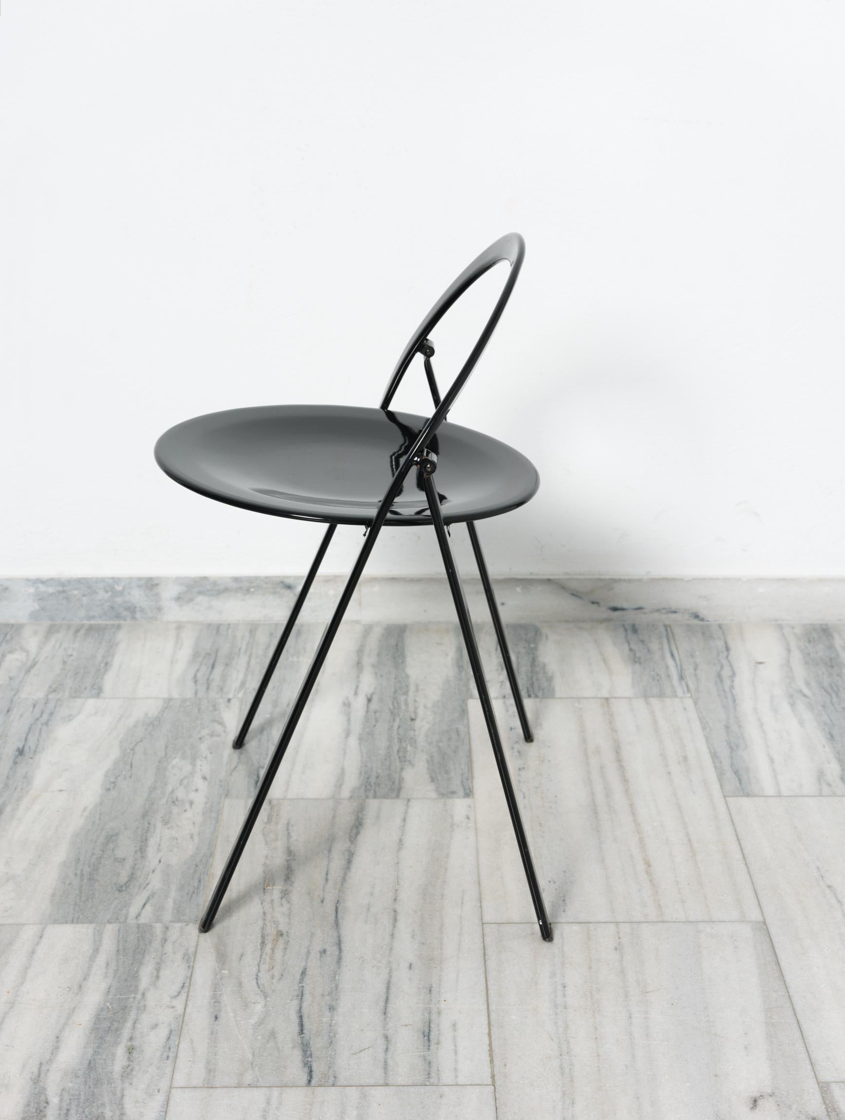 Metal Set of 6 folding chairs by Giorgio Cattelan for Cidue, 1970s For Sale