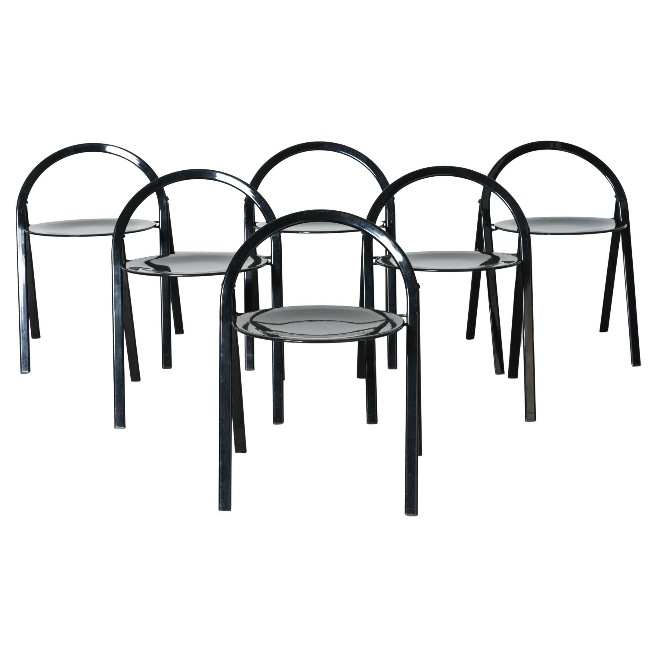 Set of 6 folding chairs by Giorgio Cattelan for Cidue, 1970s For Sale