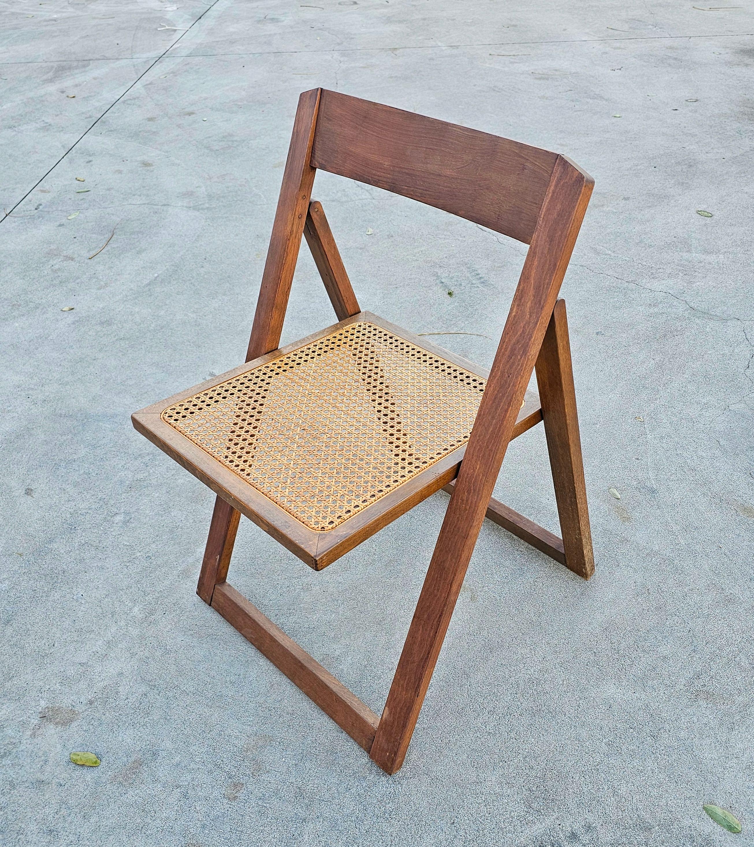 Set of 6 Folding Chairs with Cane Seats in style of Aldo Jacober, Italy 1980s For Sale 5