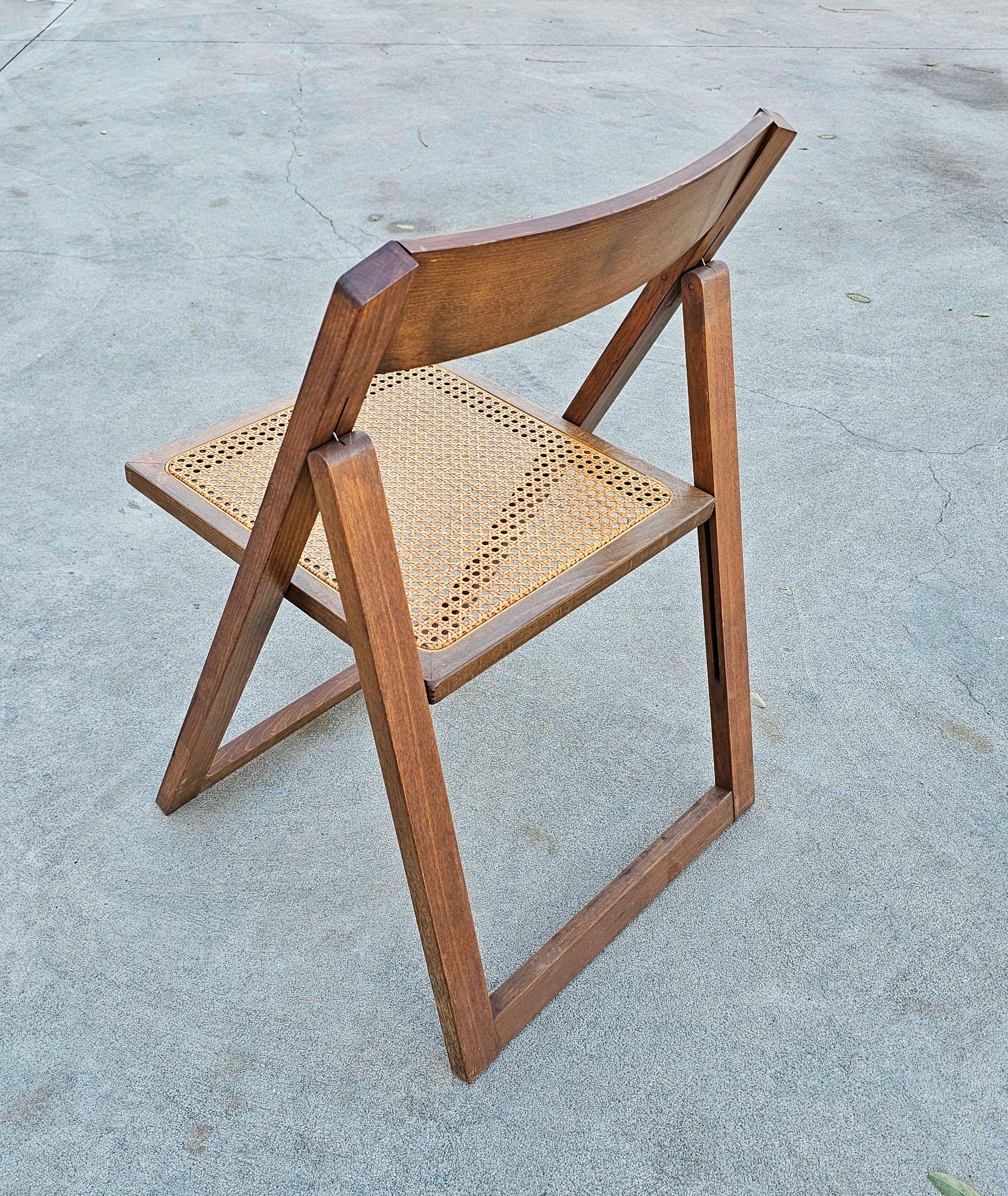 Set of 6 Folding Chairs with Cane Seats in style of Aldo Jacober, Italy 1980s For Sale 2
