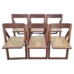 Retro Set of 6 Folding Chairs with Cane Seats in style of Aldo Jacober, Italy 1980s