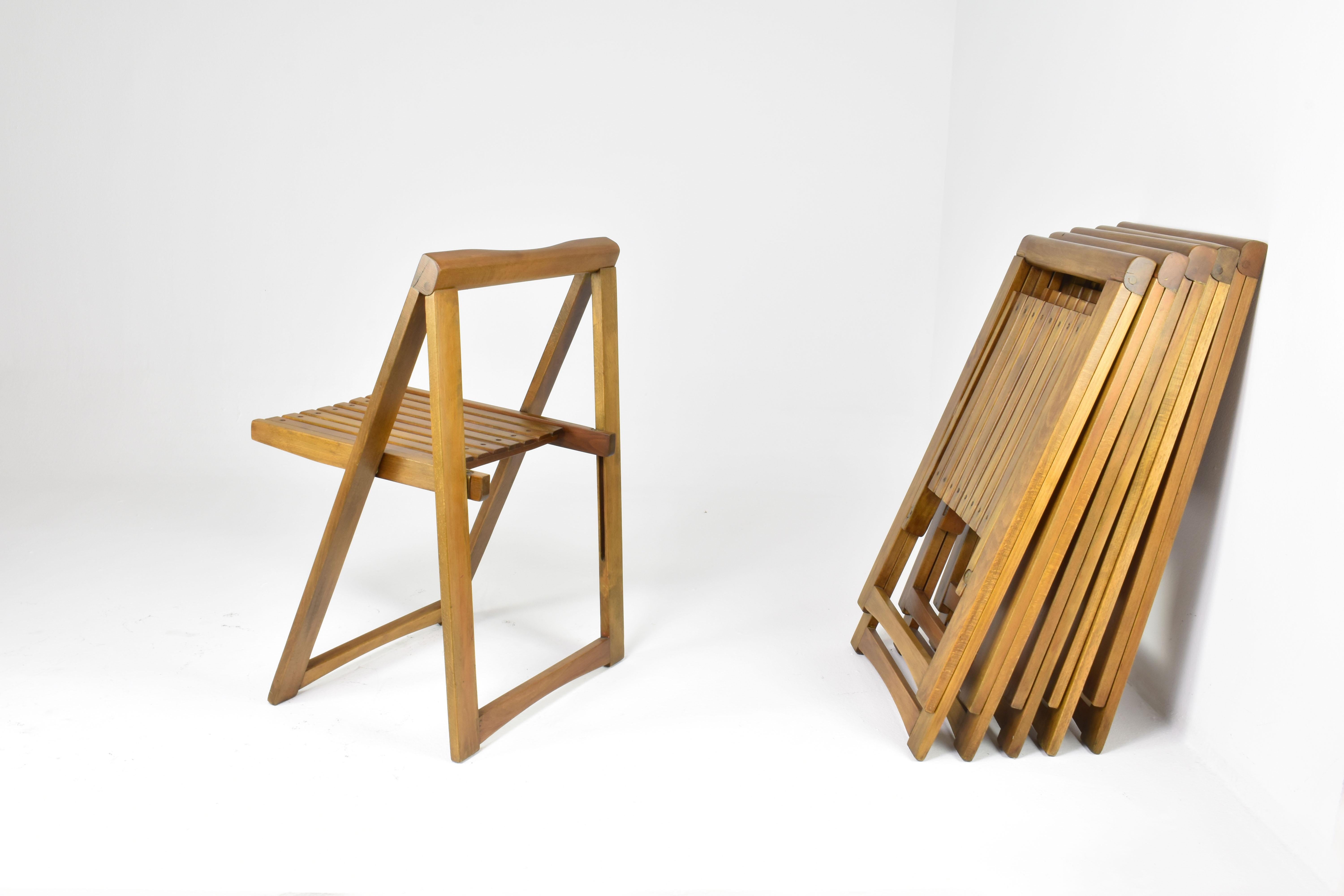 Set of 6 Folding Italian chairs by Aldo Jacober for Alberto Bazzani, 1960s For Sale 2