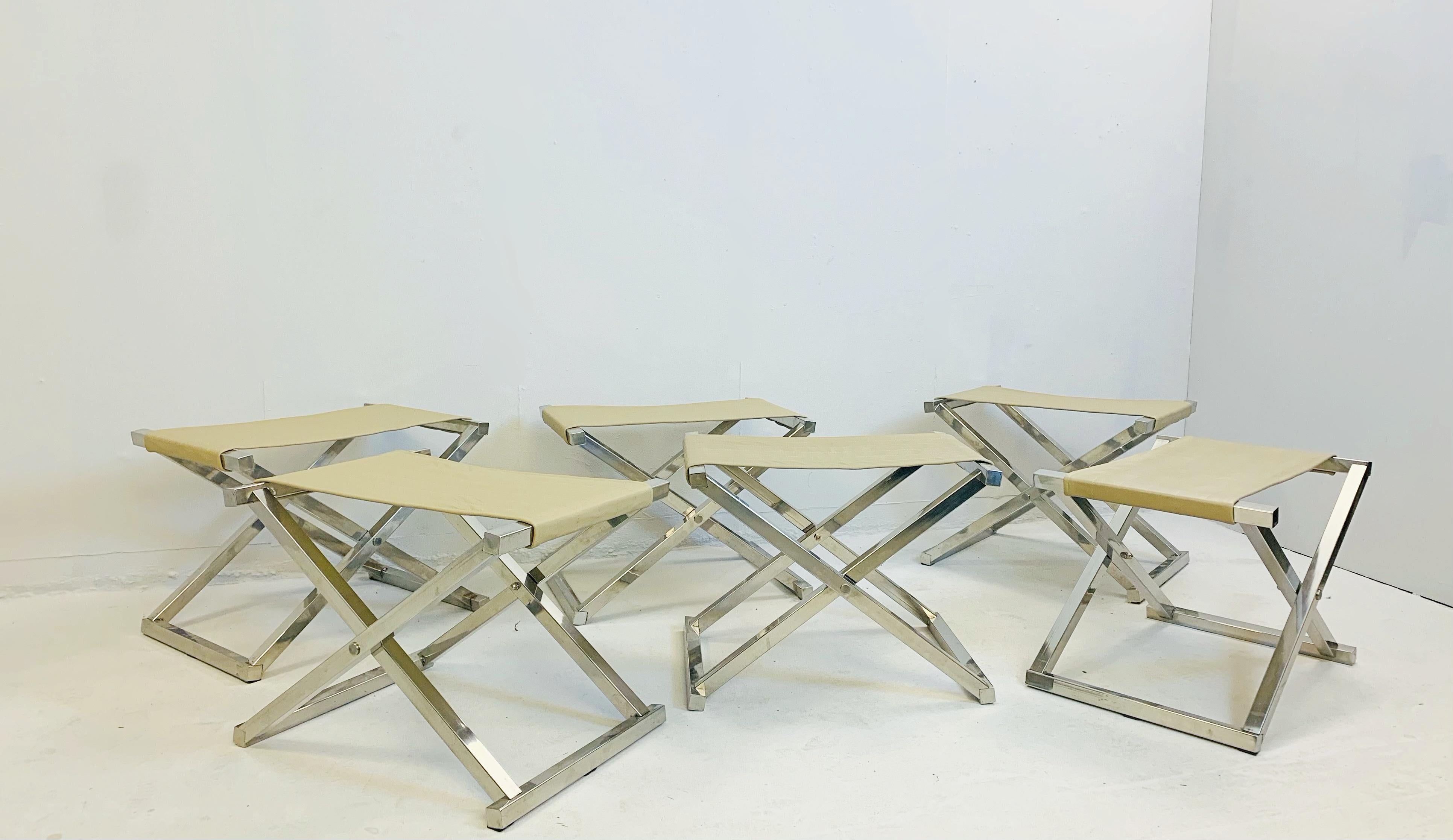 Set of 6 folding stools, 1970s.