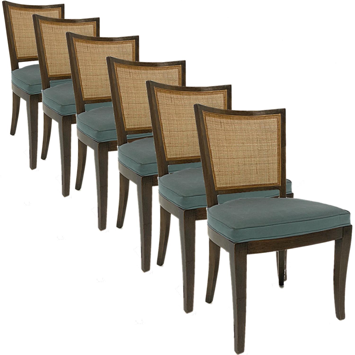 Set of 6 Forward Trend for Johnson Bert England Cane Back Dining Side Chairs