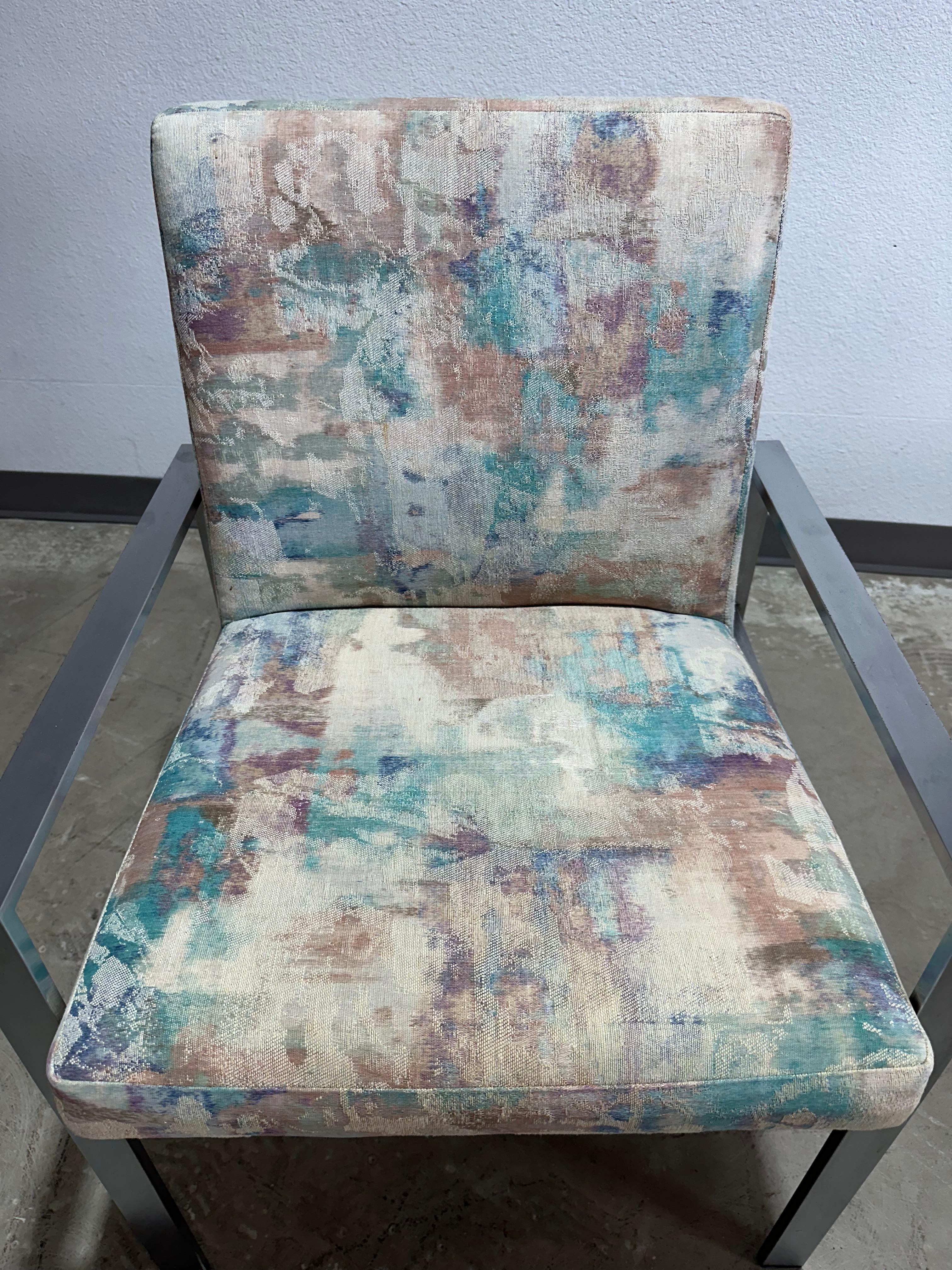 Set of 6 Founders Patterns 23 Mid Century Brushed Chrome Dining Chairs For Sale 5