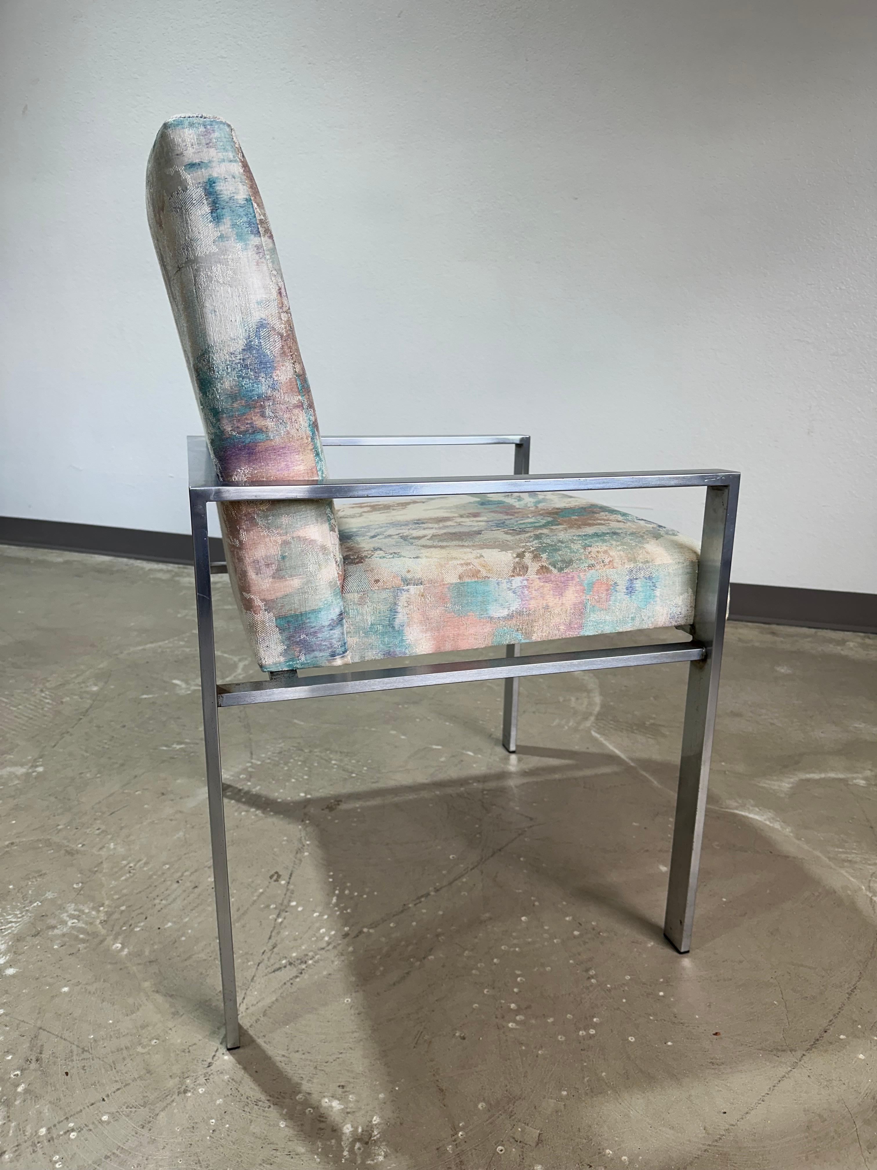 Set of 6 Founders Patterns 23 Mid Century Brushed Chrome Dining Chairs In Good Condition For Sale In Lutz, FL