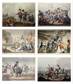 Set of 6 Framed Battle Prints of the Napoleonic War, Britain's Defeat of France.