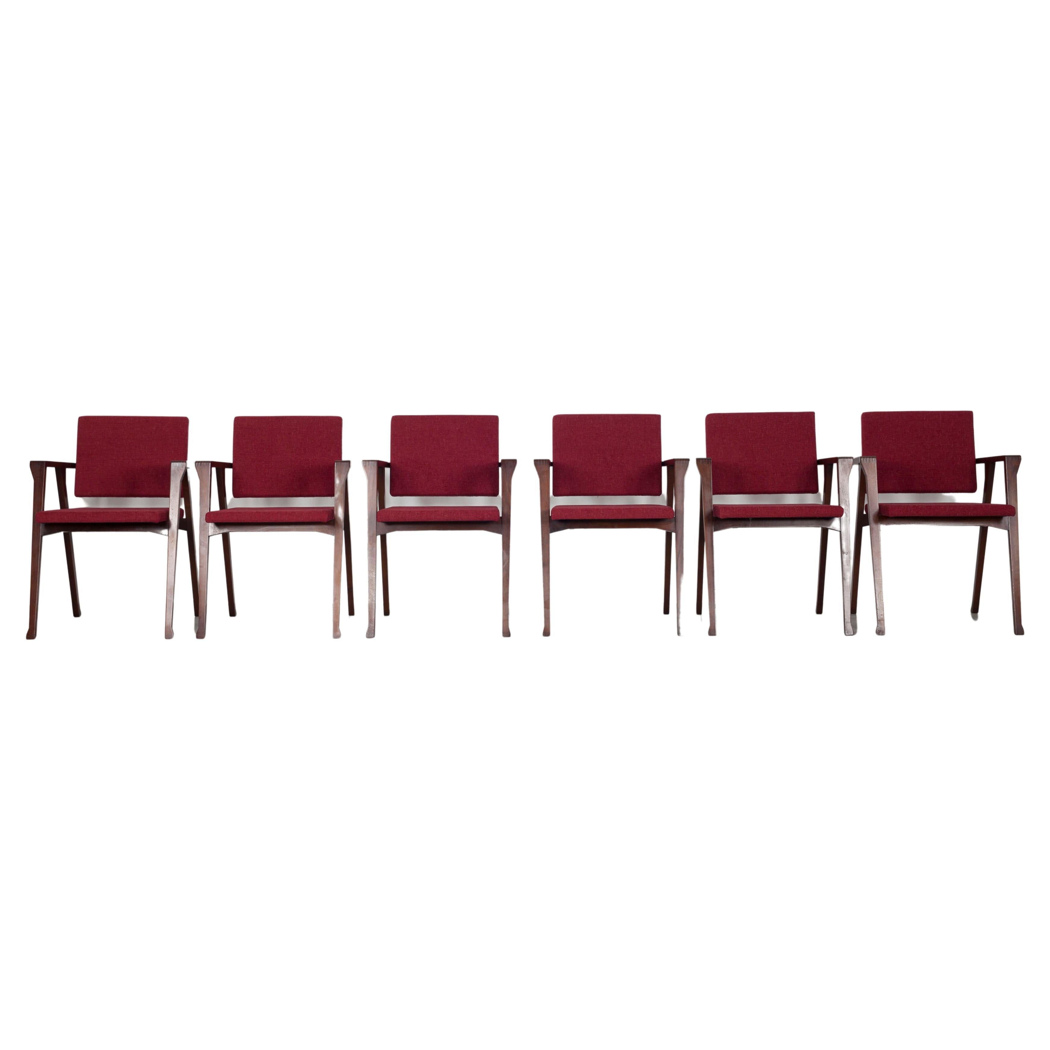 Set of 6 Franco Albini "Luisa" Chairs, Production Carlo Poggi, 1950s For Sale
