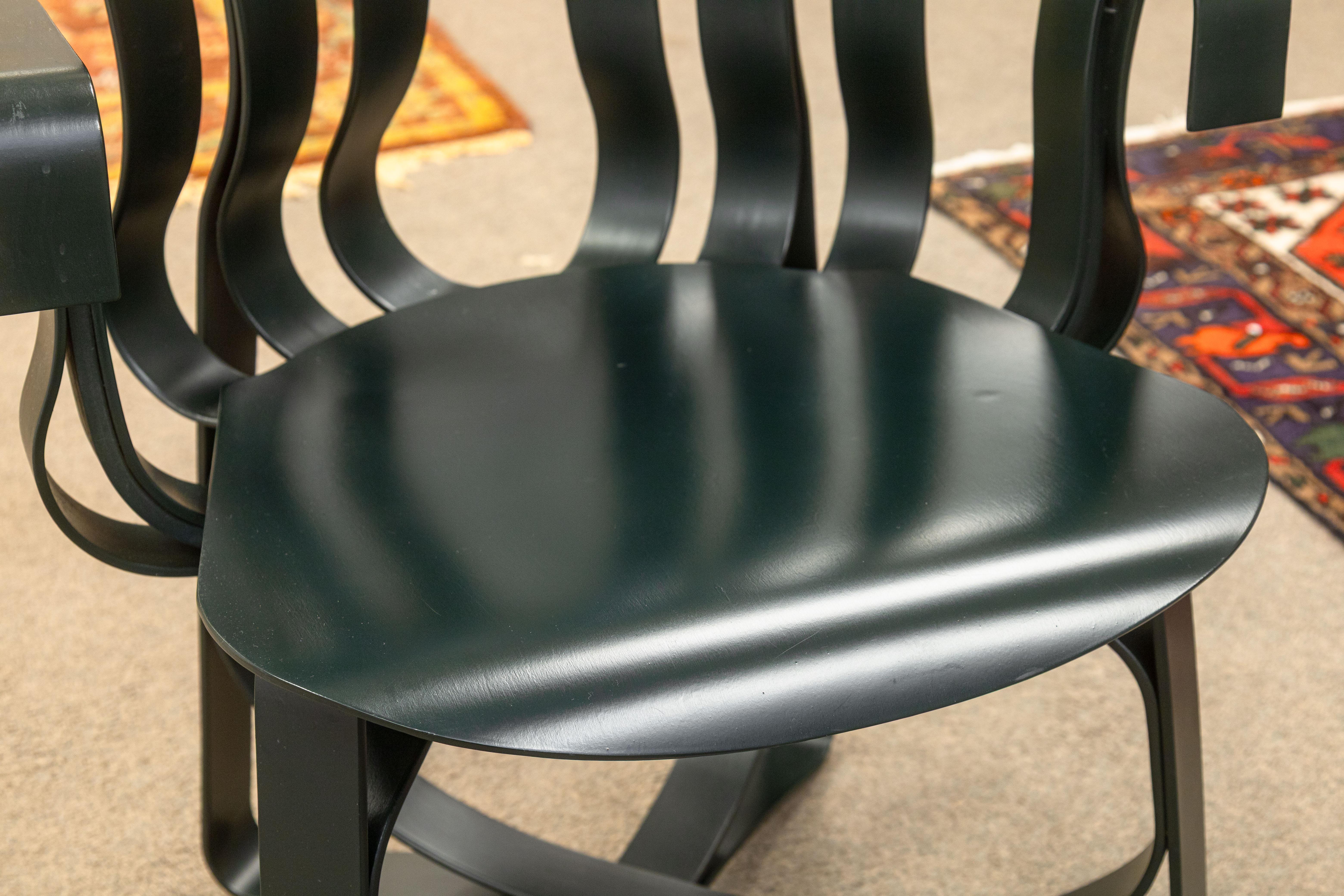 Set of 6 Frank Gehry for Knoll Hat Trick Maple Bentwood Arm and Side Chairs 1993 en vente 4