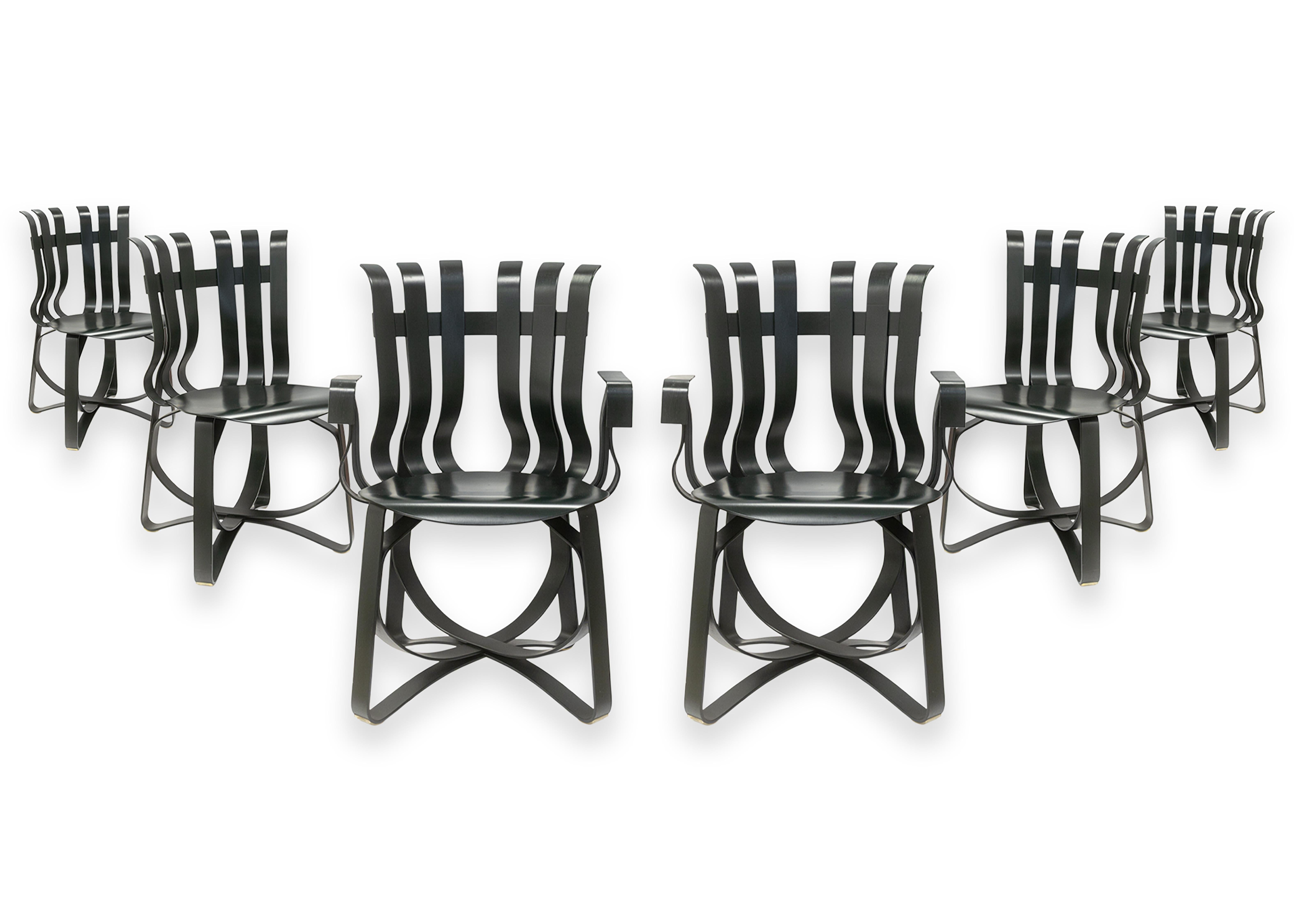 Set of 6 Frank Gehry for Knoll Hat Trick Maple Bentwood Arm and Side Chairs 1993 en vente 10