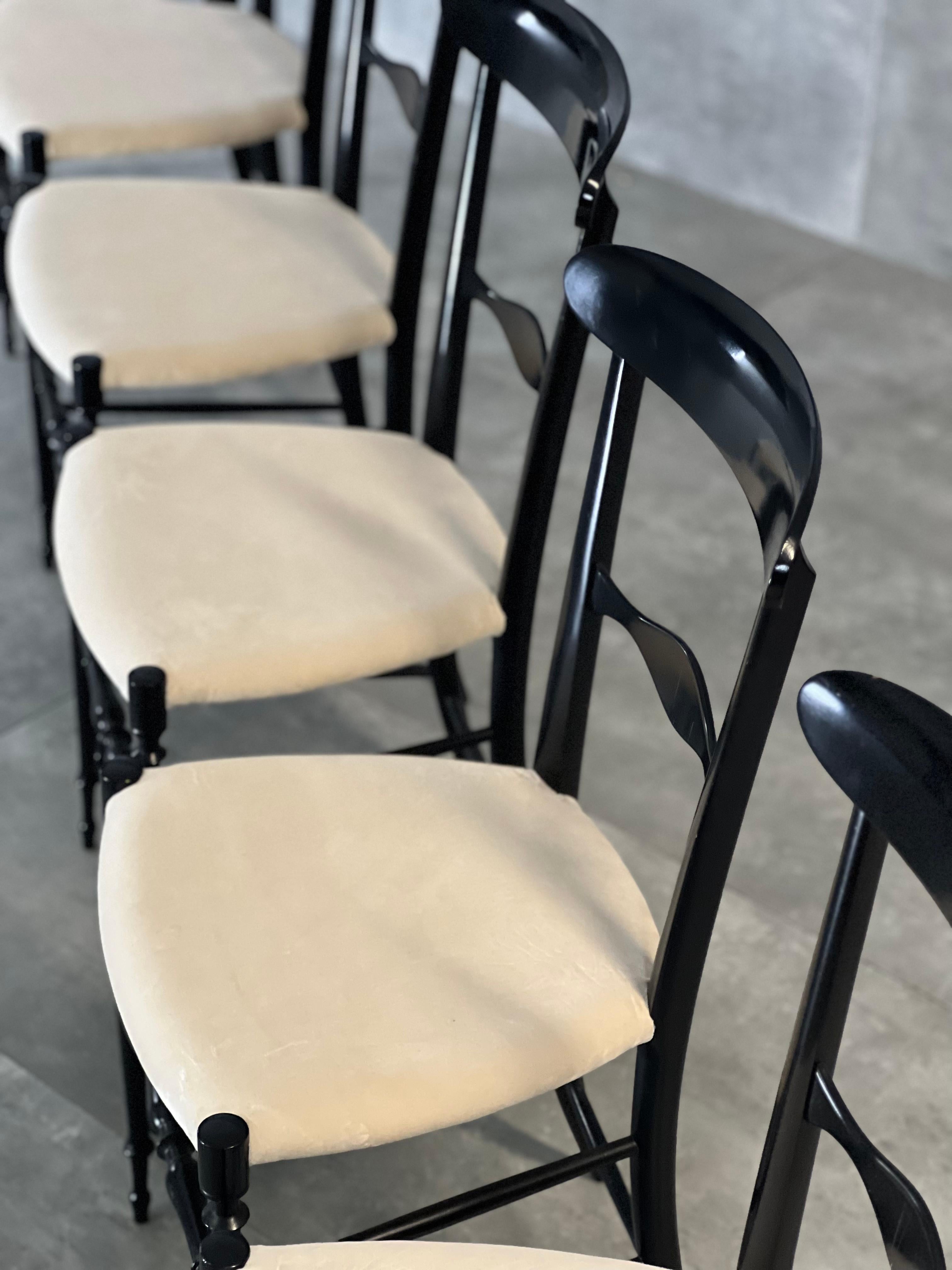 Set of 6 Fratelli Levaggi Dining Chairs by Campanino Chiavari, Italy, 1950s For Sale 5