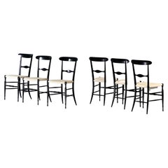 Vintage Set of 6 Fratelli Levaggi Dining Chairs by Campanino Chiavari, Italy, 1950s