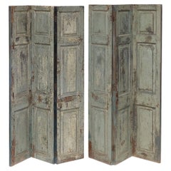 Set of 6 French 18th Century Baroque Panels with Original blue-gray Paint