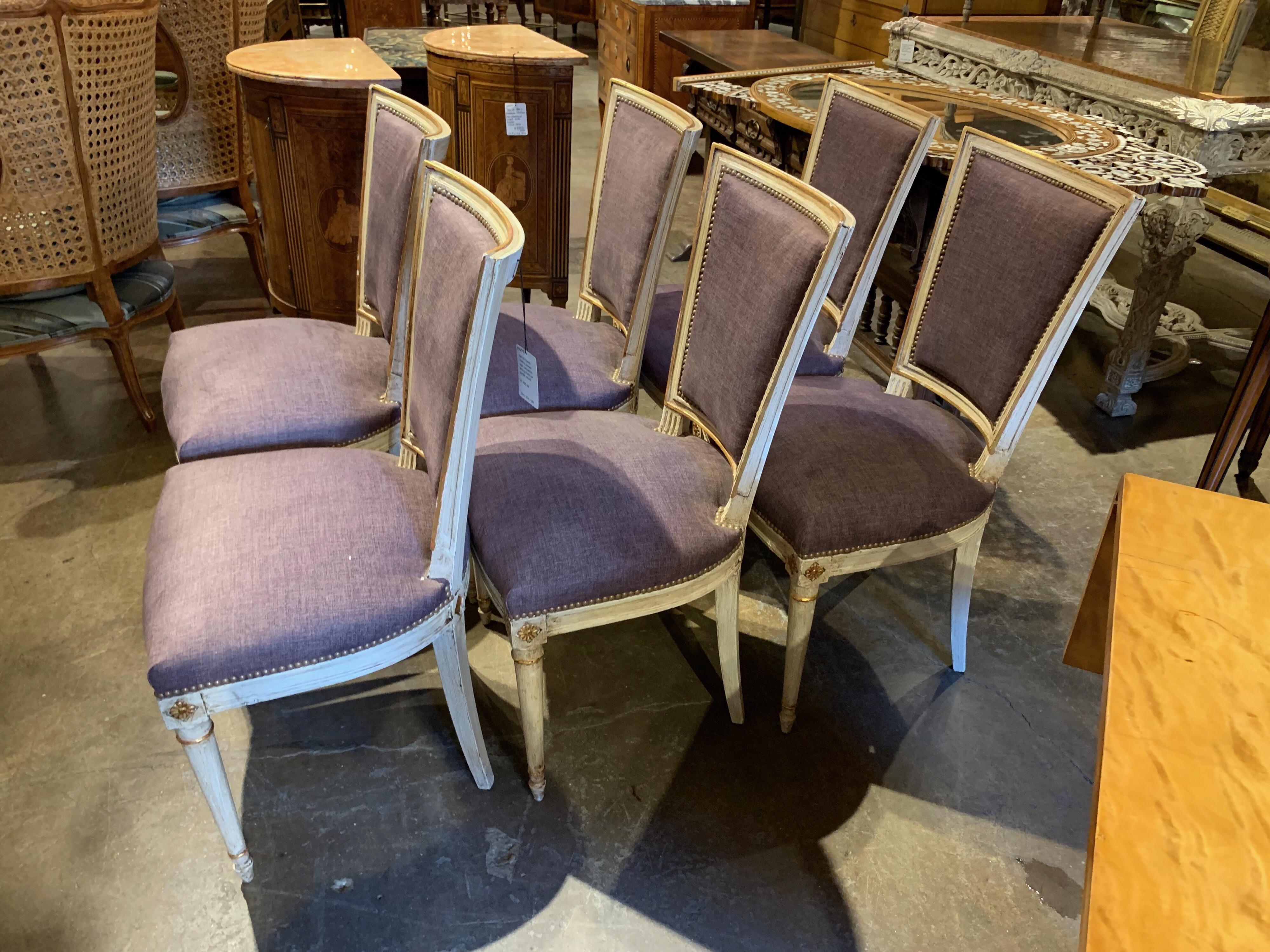 Set of 6 French 1940s Jansen Style Lacquered Dining Chairs In Good Condition In Dallas, TX